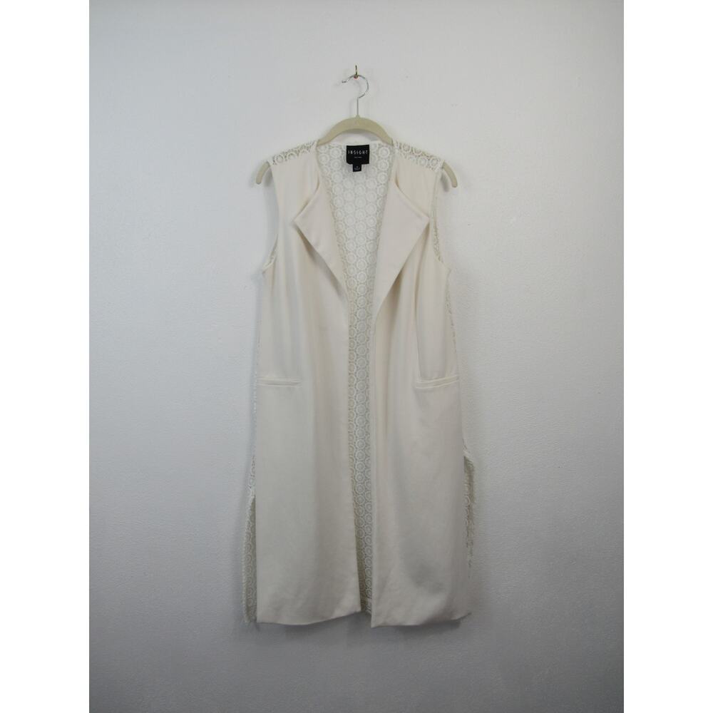 New Insight New York Vest Open White with Embroidery/Lace Back Women Size 4